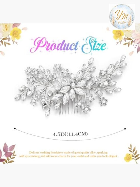 Crystal Bridal Hair Comb Rhinestones Wedding Flower Clip Hairpiece for Women main image 5